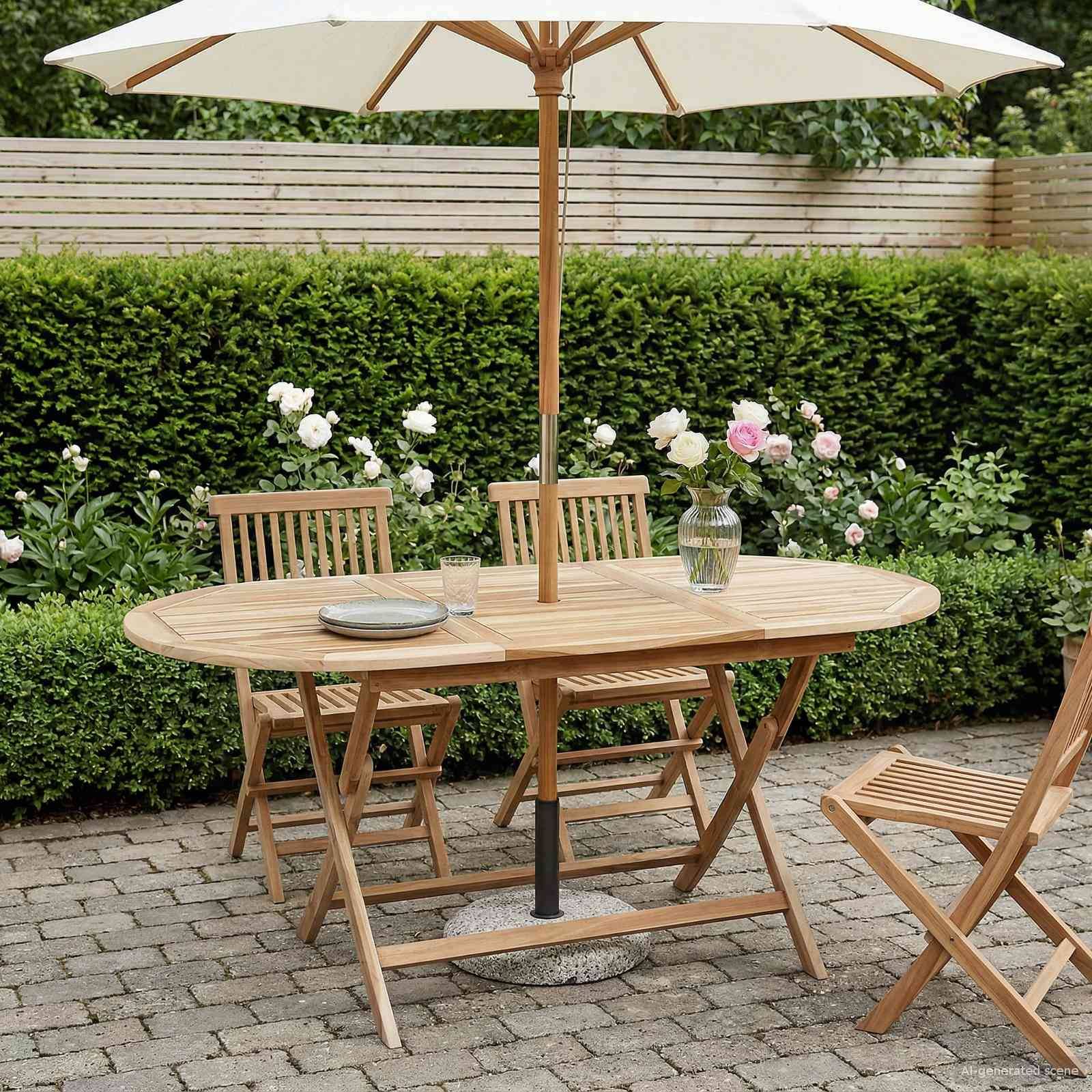 vidaXL Sammenklappeligt havebord Naturfarvet 160 x 80 x 76 cm