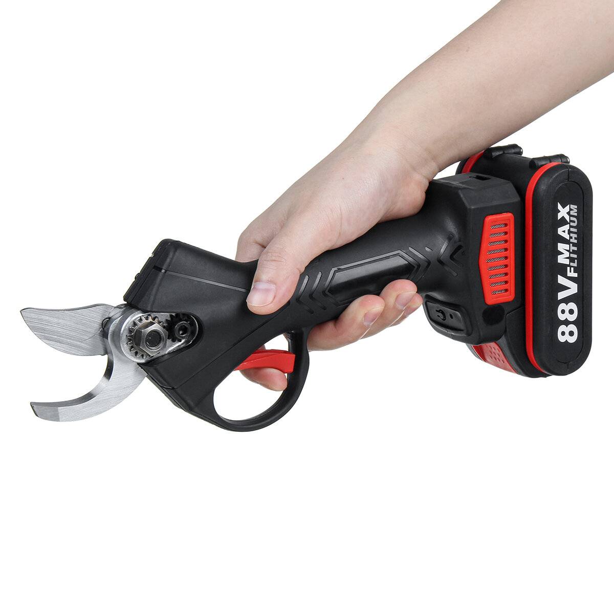 VIOLEWORKS 88VF Trådlösa elbeskärningssaxar sekatör 30mm Trädgårdsgrensskärare med 2X batteri & plastverktygslåda