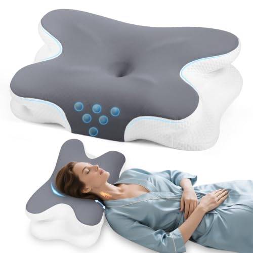 Nackenkissen - Orthopädisches Kopfkissen aus Memory Foam(Dunkelgrau)