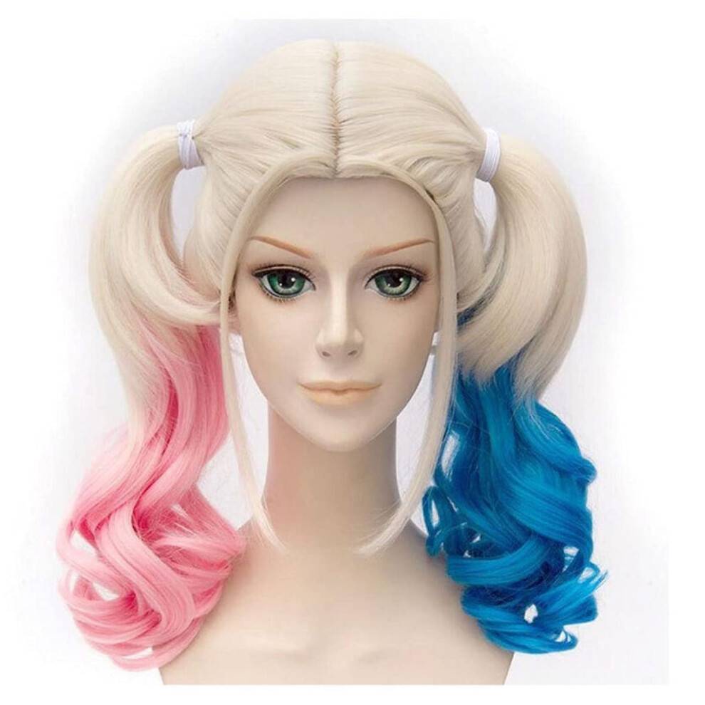 Blond & Multi-Color Hestehale Paryk til Kvinder - Varmebestandig Syntetisk til Cosplay
