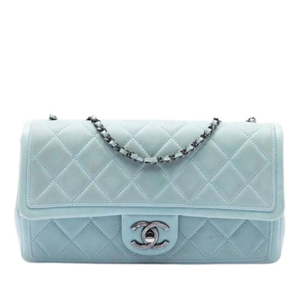 Chanel Vintage Pre-owned Vintage Quilted Shoulder Bag - Vintage - Dame - Blå - ONE SIZE - Uld