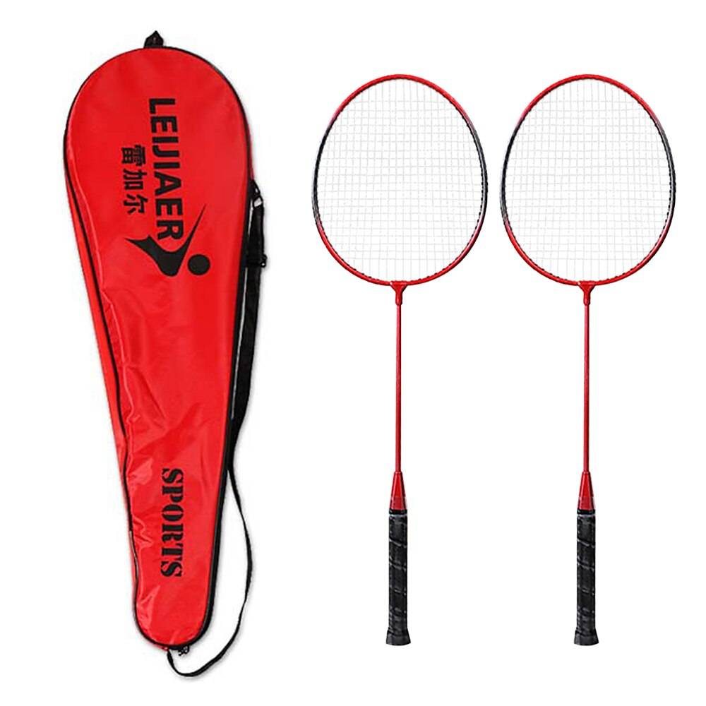 2 spelare badmintonracket set inomhus utomhussport studenter barn tränar badmintonracket med täckväska - Röd