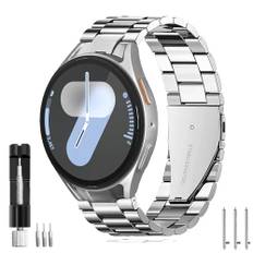 SPGUARD Edelstahl Metall Ersatzarmband Kompatibel mit Samsung Galaxy Watch 7/6/5/4 40mm/44mm, Smartwatch Armband Kompatibel mit Galaxy Watch 6 Classic 47mm 43mm,Rostfreie Stähle No Gap Band(Silber)
