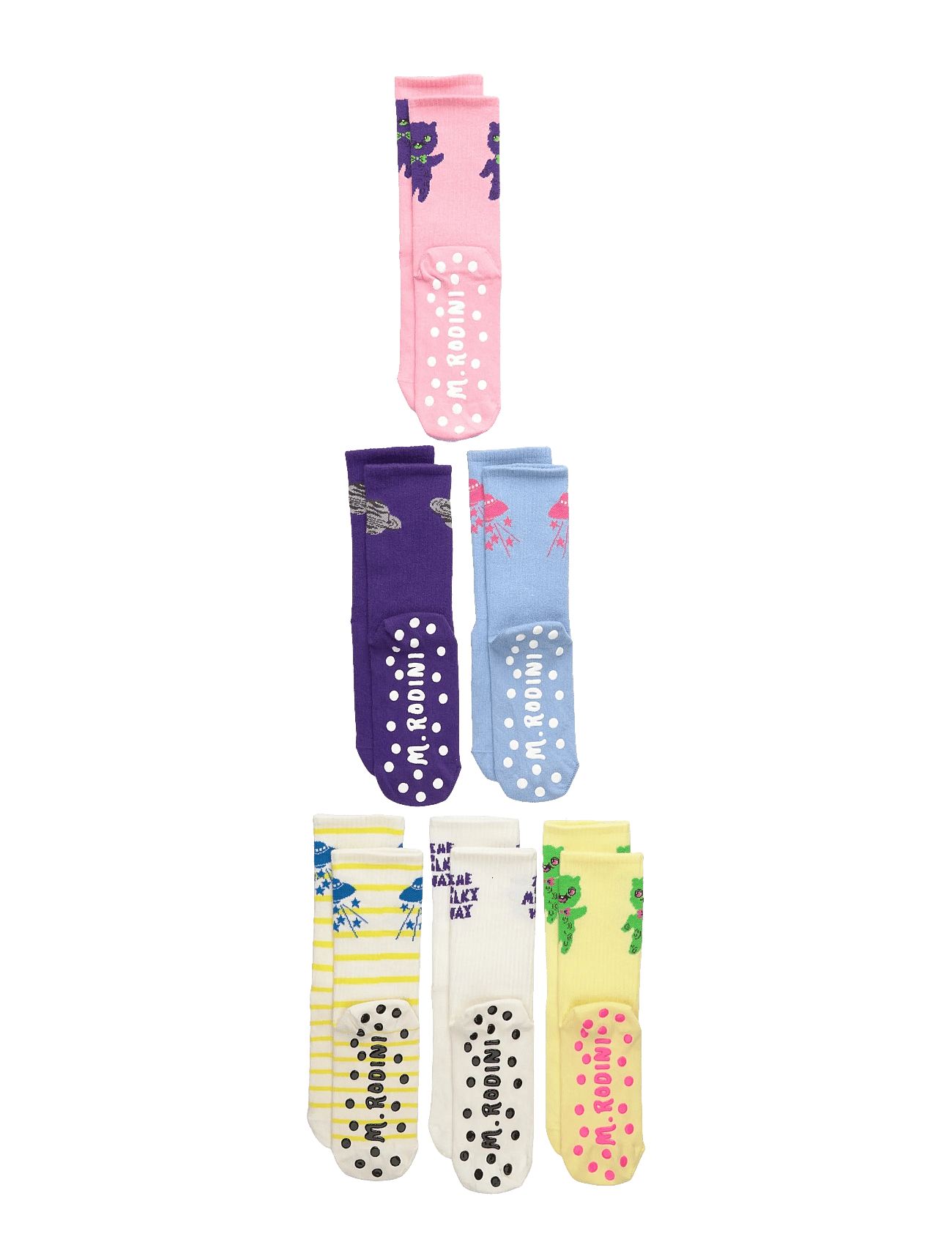 Mini Rodini Alien 6-Pack Anti-Slip Socks - Multi/patterned - 32/35