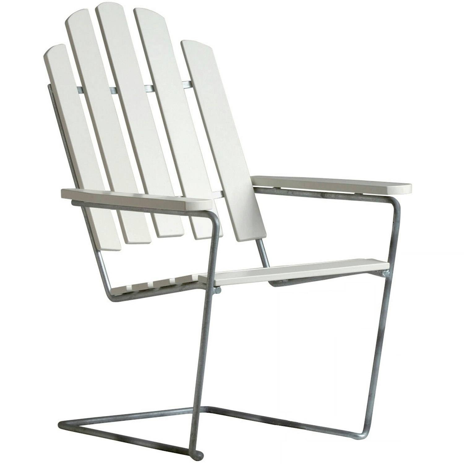 Grythyttan Stålmöbler Loungestol A3 Hvidtlakeret / Varmgalvaniseret Stål - Liggestole og Solsenge Eg White lacquered oak - 101991.