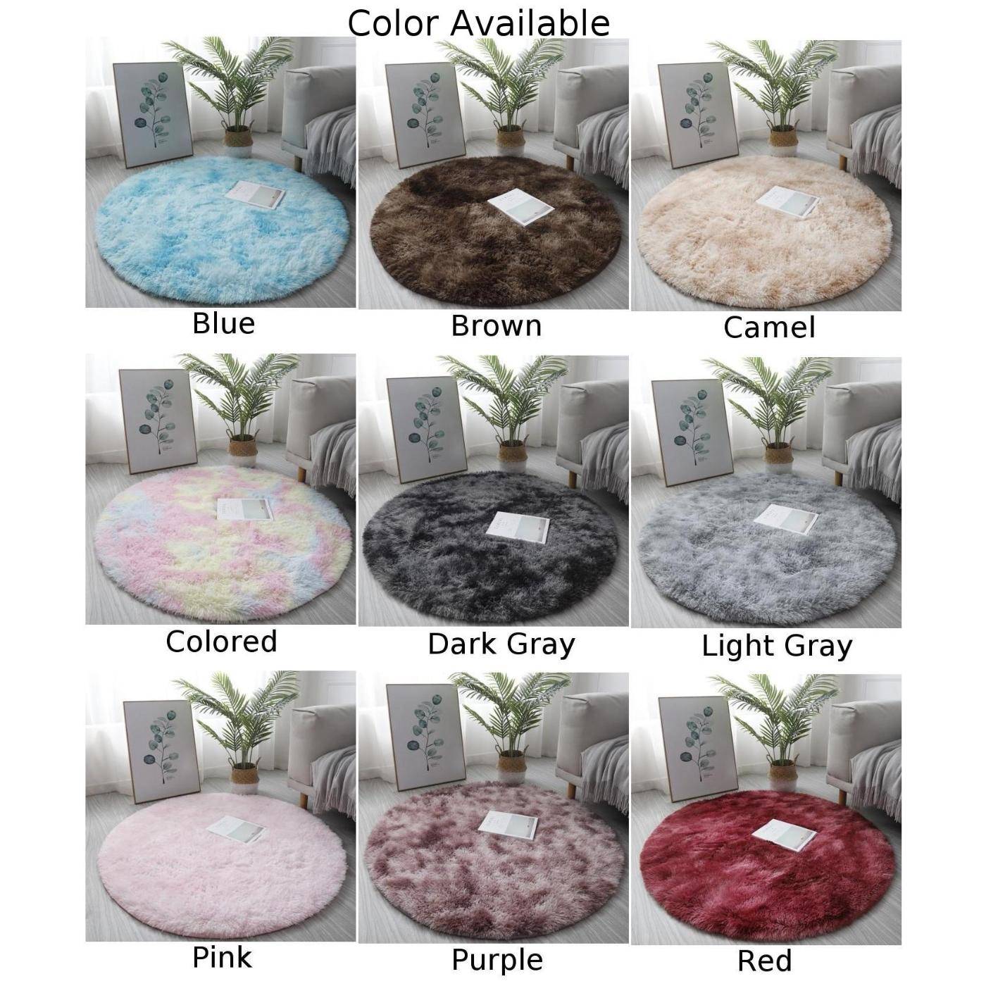 Living Room Mat Round Rug Rugs Shaggy Accessories home floor Decoration Fluffy mörkgrå färg