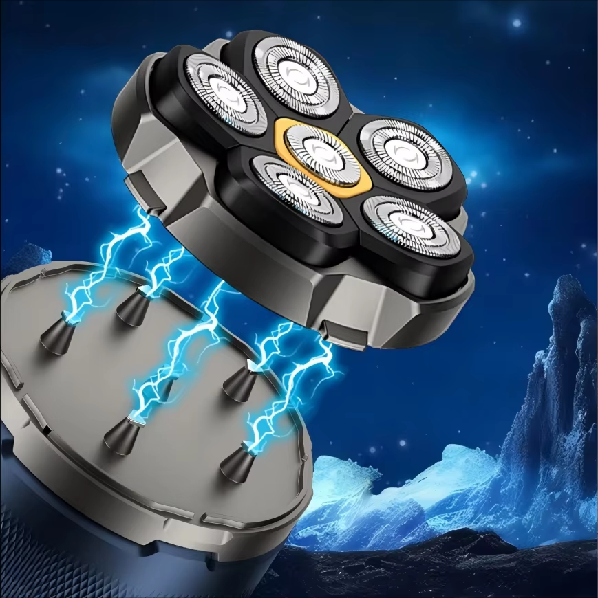 HOMEFISH Electric Head Shaver for Bald Men 6D Magnetic Razor Hair Trimmer Rechargeable LED Waterproof Face Hair Cutting