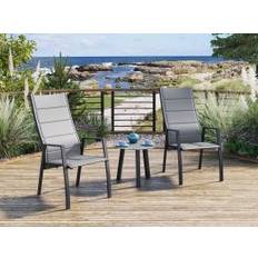 Dallas caféset med 2 reclinerstolar och bord 55 cm i antracit aluminium