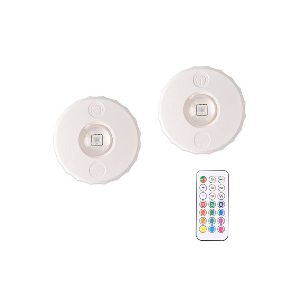Puck Lights LED RGB Dimmable Under Cabinet Lighting with Remote Wireless Hill Sensing Spotlight for Wine Cabinet 2PCS