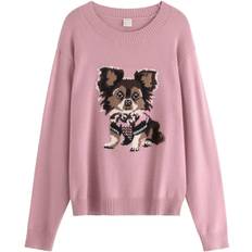Lindex Sweater Knitted Placement Inta Str 128 - Dusty Lilac Strik hos Magasin