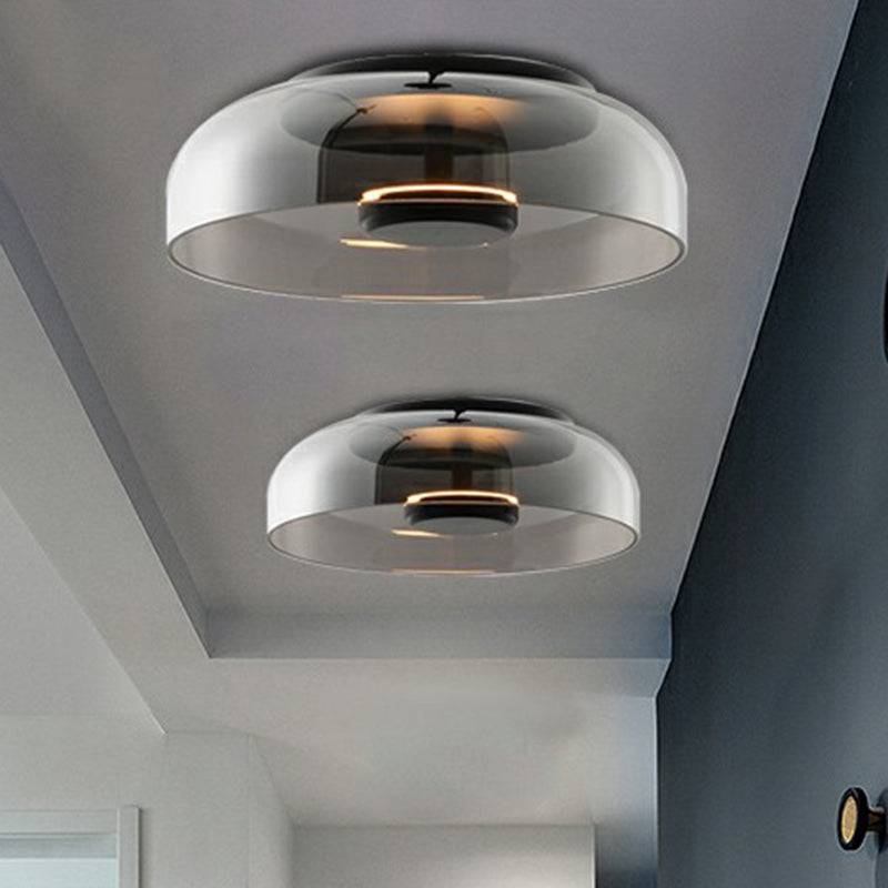 CrystalGlow Taklampa - Lyxigt Glas LED Belysning - Rökgra / Vit