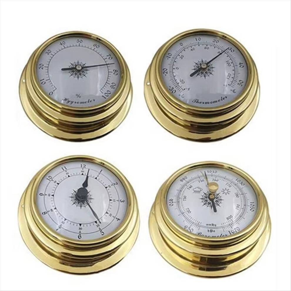4 stk. sæt med bådbarometer, ur, termometer, hygrometer, vejrstation