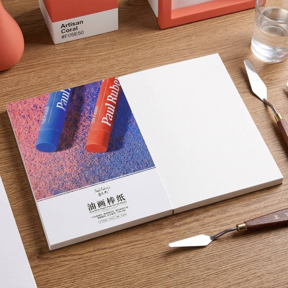 30 Sheets Pure Wood Pulp Oil Pastel Paper A5 Glossy Surface Oil Pastel Pad Strong Adhesion Sketchbook Wet Dry Media