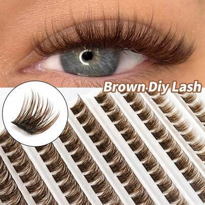 120 st bruna DIY-ögonfransförlängningar, lätta enskilda kluster med korsdesign, naturliga, mjuka och lätta, 8–16 mm, återanvändbara, blandade stilar,