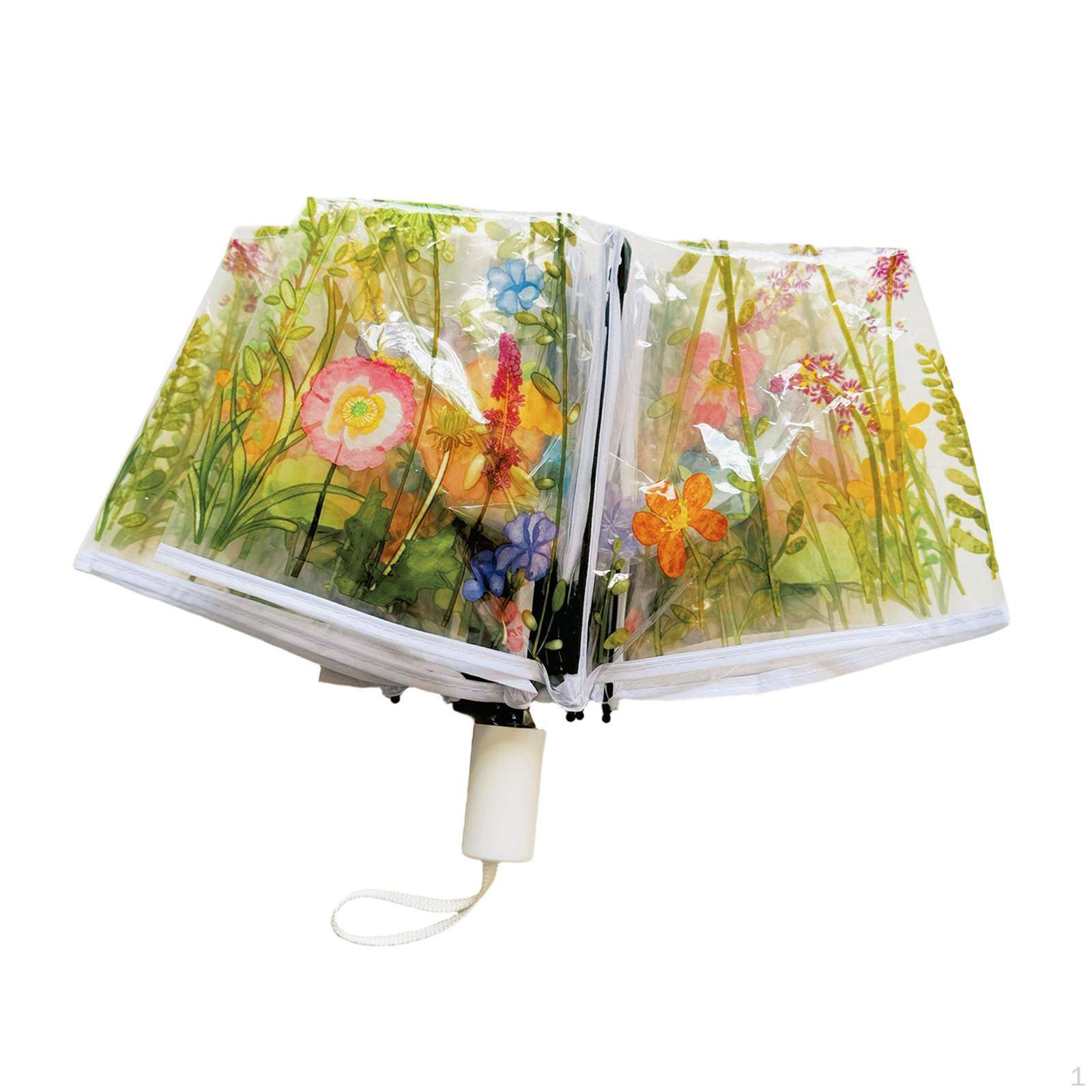Transparent paraply med kupol för resa, kompakt blomdesign för barn och kvinnor cm