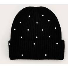 Black Diamante Rib Beanie