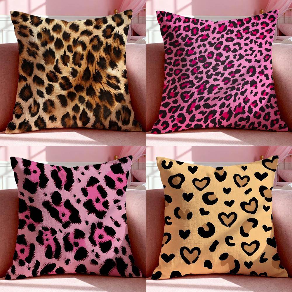 Animal Print L-Leopard PrintS Cushion Cover Short Plush Breathable Pillowcase Odorless Invisible Zipper Washable Removable