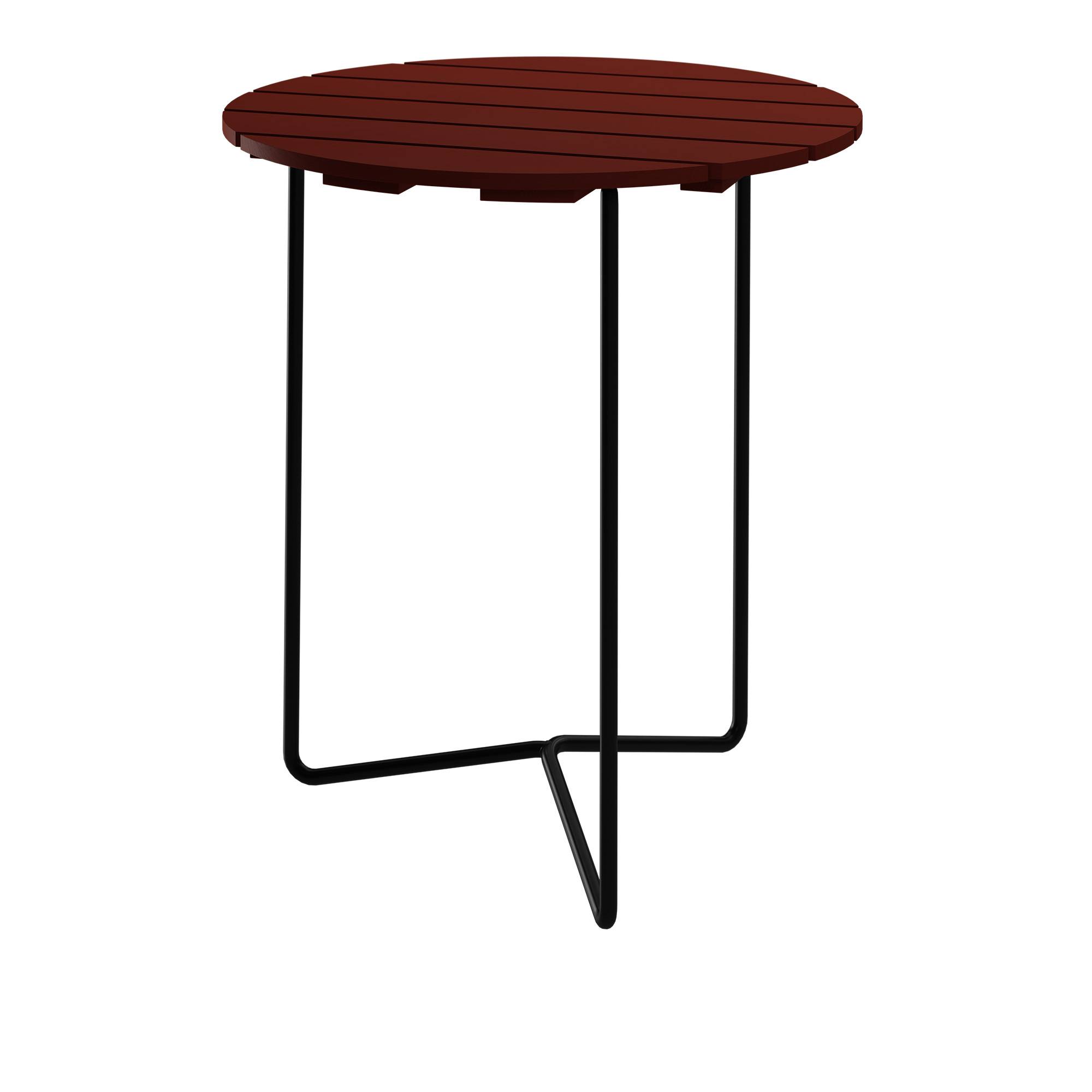 Grythyttan Stålmöbler - Table 6B Ø60 cm Dark Red Oak With Black Steel Base - Udendørs små borde og sideborde - Træ farvet - Metal/Træ