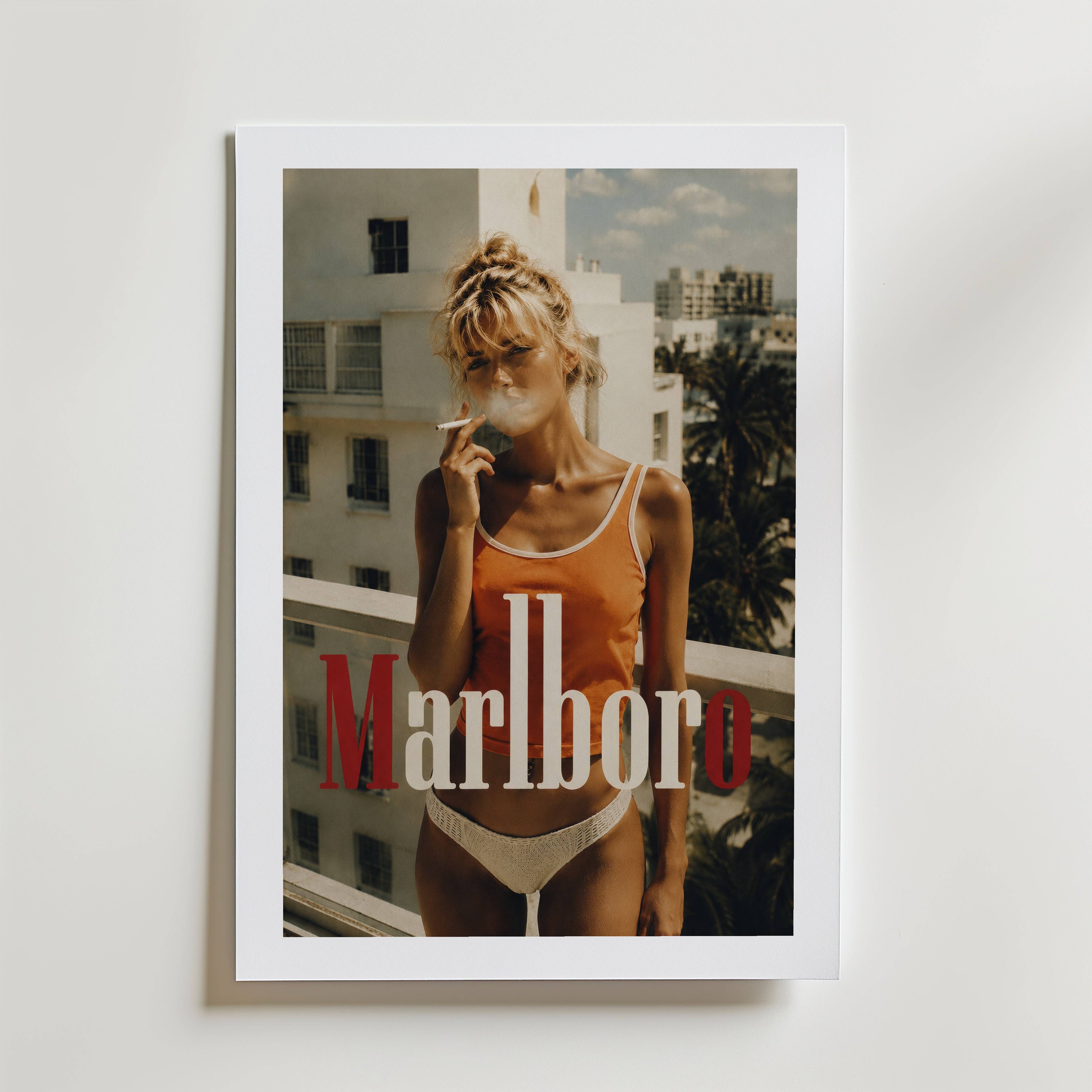 Cherry Smoke Poster - Fine Art Poster 100x140 cm Med passepartout