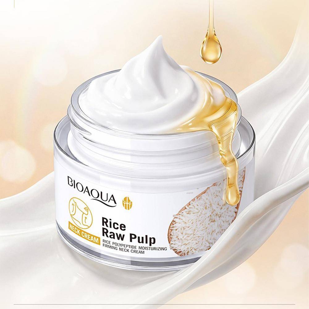 BIOAQUA Rice Raw Pulp Neck Cream: Moisturizing & Firming Neck Cream with Rice Polypeptide for Neck Lines, Hydrating & Tightening, 60g