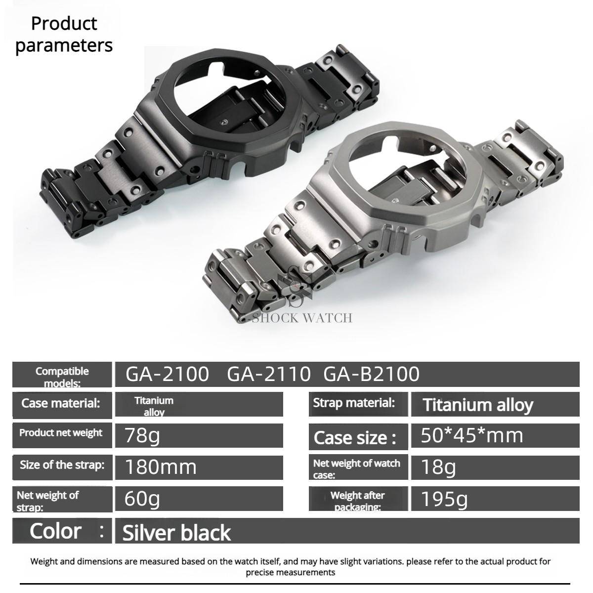 Titanlegeringsfodral+armband För Casio G-shock GA2100 GA2110 DW5600/5610 GA-2100 DW-5600 GA-B2100 uppgradering klockarmband ramdelar