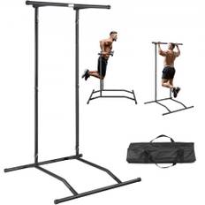 VEVOR Power Tower Dip Station, 2-niveaus højdejusterbar Pull Up Bar Stand, Multi-Function Styrketræning træningsudstyr, Home Gym Fitness Dip Bar Station, 220LBS Vægtkapacitet, Sort