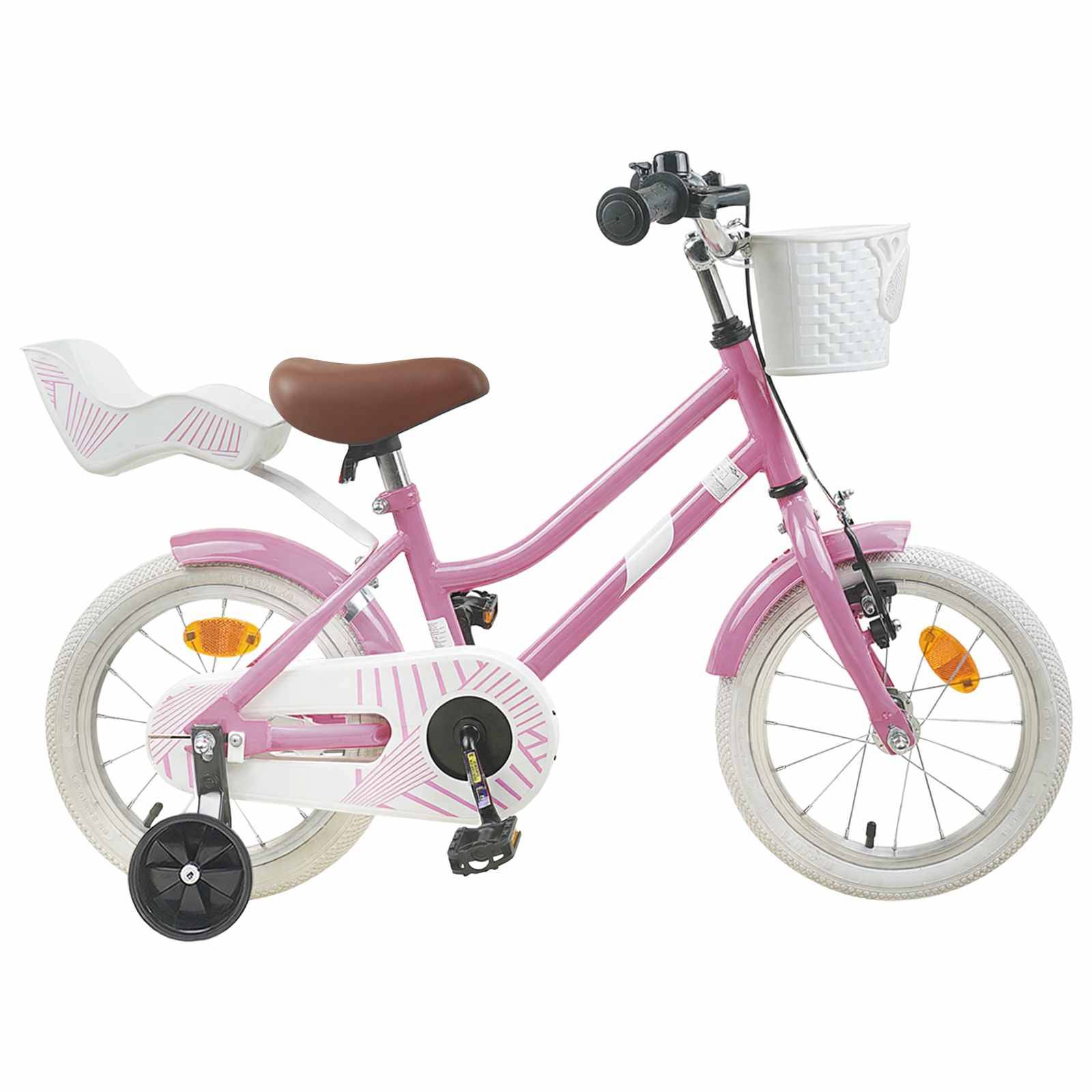 vidaXL Børnecykel 14 tommer anbefalet til 3-5 år gammel Lys pink