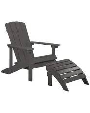 Trädgårdsstol ADIRONDACK med fotpall Mörkgrå