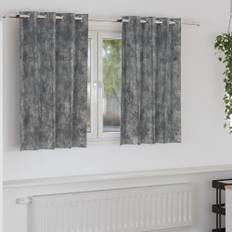 Sammetsgardiner 2 st med öglor Grå 140x140 cm