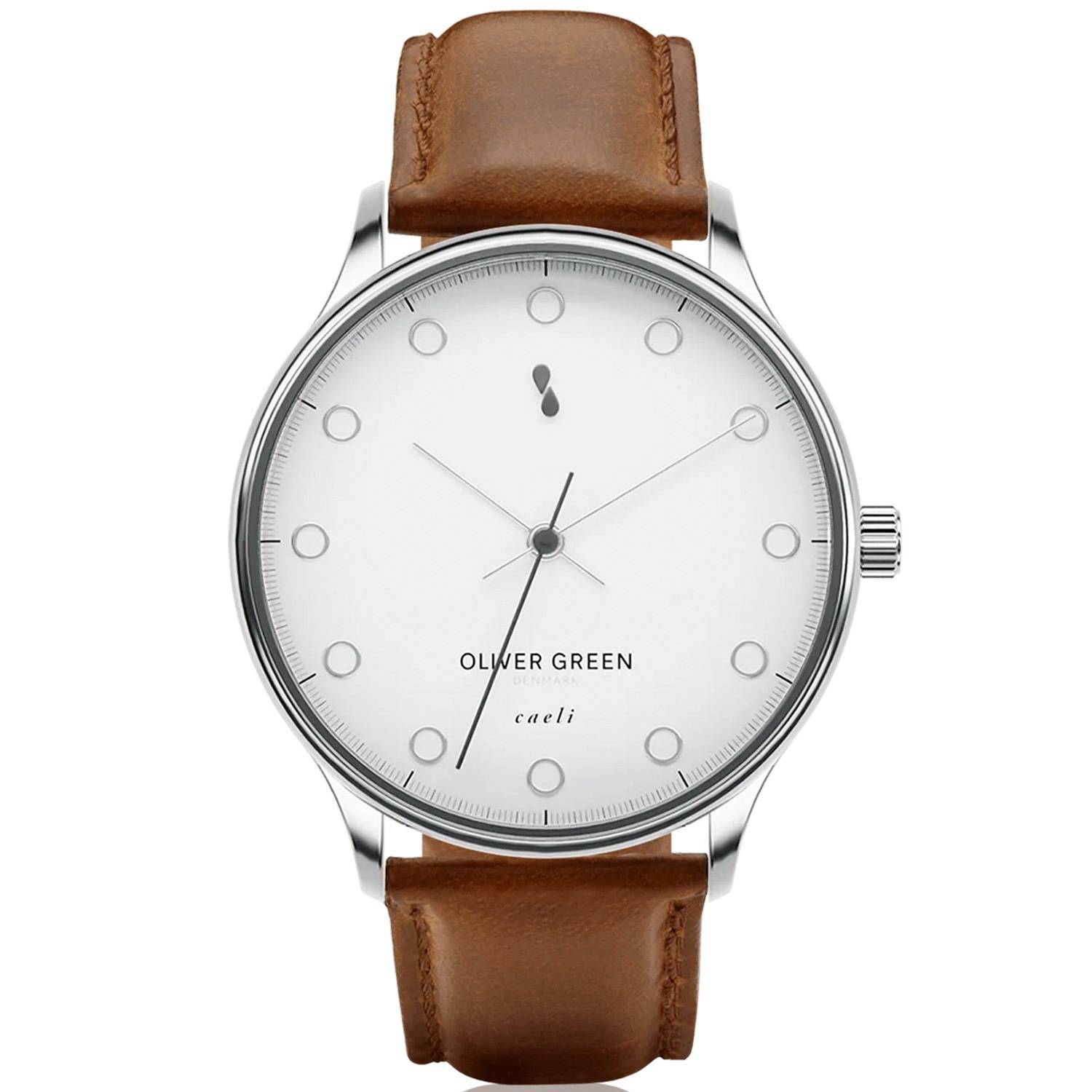 Oliver Green Caeli CA39WHLEBR - Herr - 39 mm - Analogt - Quartz - Safirglas - Vit (39 mm)