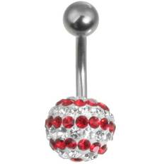 Stripete Disco Ball Navelpiercing - Röd/Vit