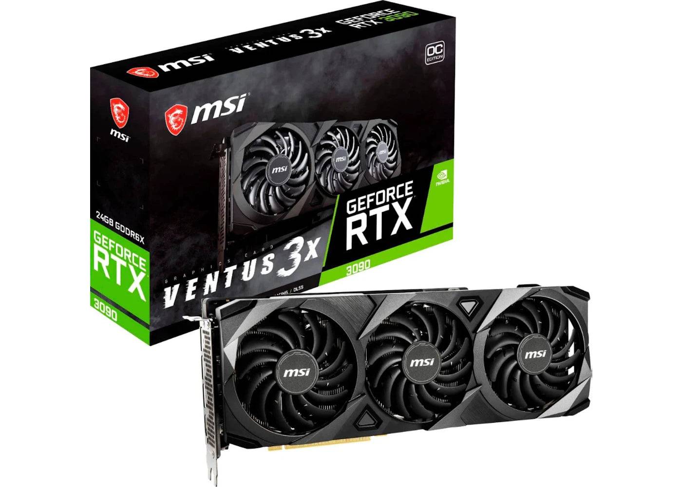 NVIDIA MSI GeForce RTX 3090 Ventus 3X Graphics Card (RTX 3090 VENTUS 3X 24G OC) - One Size (One Size)