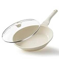 Redchef stekpanna 28 cm keramisk beläggning stekpannor induktion lämpliga hållbar non-stick beläggning keramisk panna PTFE-fri PFOA-fri PFAS-fri (beige)