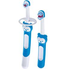 MAM Oral Care Learn To Brush Set With Safety Shield 2 Pack - Blue