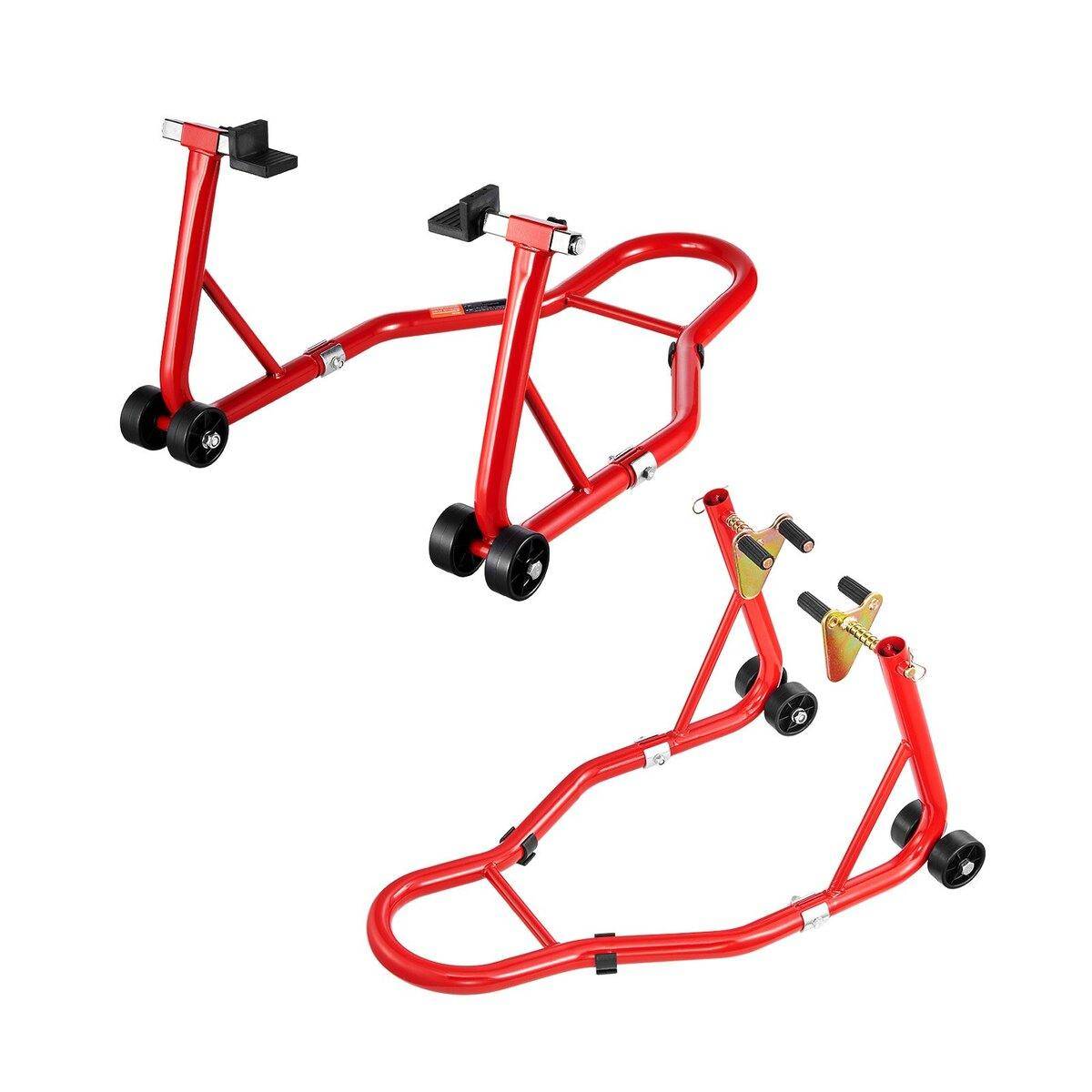 Motorcycle Front & Rear Stand Lift 850lb Spoolift Paddock Swingarm Arm Red