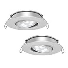 acegoo Campervan svängbara downlights 12V infälld taklampa LED-spotlight 12 volt, 35° strålvinkel vertikal 70° justering diameter 74 mm för båt skåpbil husbil (silver 3000K)