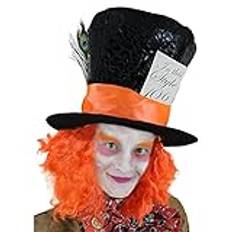 I LOVE FANCY DRESS LTD Mad Hatter Hatt Accessoar Klänning Hatt med Orange Hår Och Fjäder Påfågel Crazy Story Karaktär Bokbok Week Alice i Underlandet