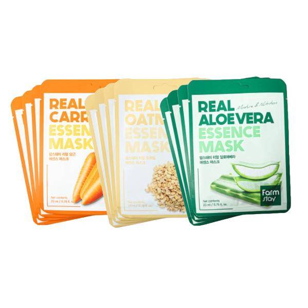 FarmStay Real Essence Mask Combo Pack Ver.2 (1BOX / 12 Sheets) 23ml / 0.78 fl.oz. per sheet (3 Options) #1box (12 sheets)