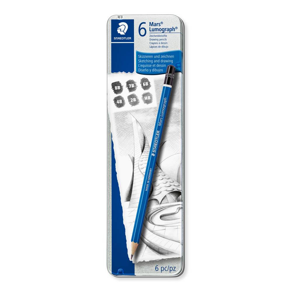 Staedtler A/S Rit- och skissblyertspenna, 6 olika hårdhetsgrader