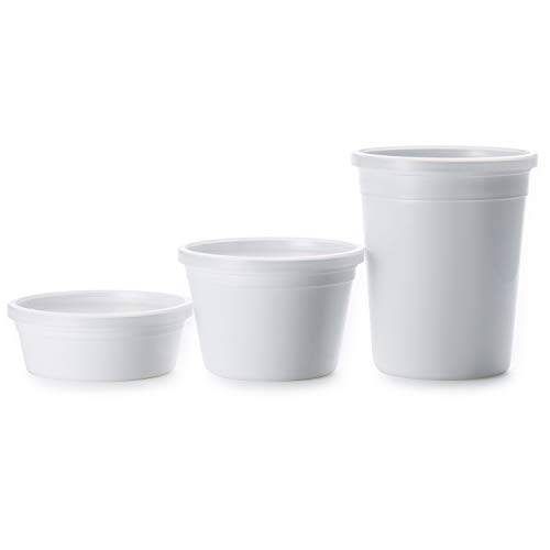 DEAN & DELUCA White Food Container Set of 3 (S/M/L), Microwave and Dishwasher Safe, 12 x 12 x 17.5 cm, Lunch Box, Bento Box, Storage Container