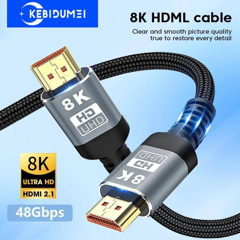 HDMI-kabel 8K/60Hz 4K/120Hz UHD HDR 48Gbps Adapter Höghastighets HDMI till HDMI-kabel för Laptop TV Xbox Series projektormonitor 1M