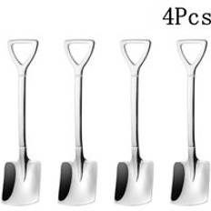 4 st kaffesked glass skopa rostfritt stål retro järn spade sked bestick set sked te-sked servis