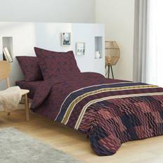 Pack complet housse de couette réversible pour lit 90 x 190 cm Stella choco