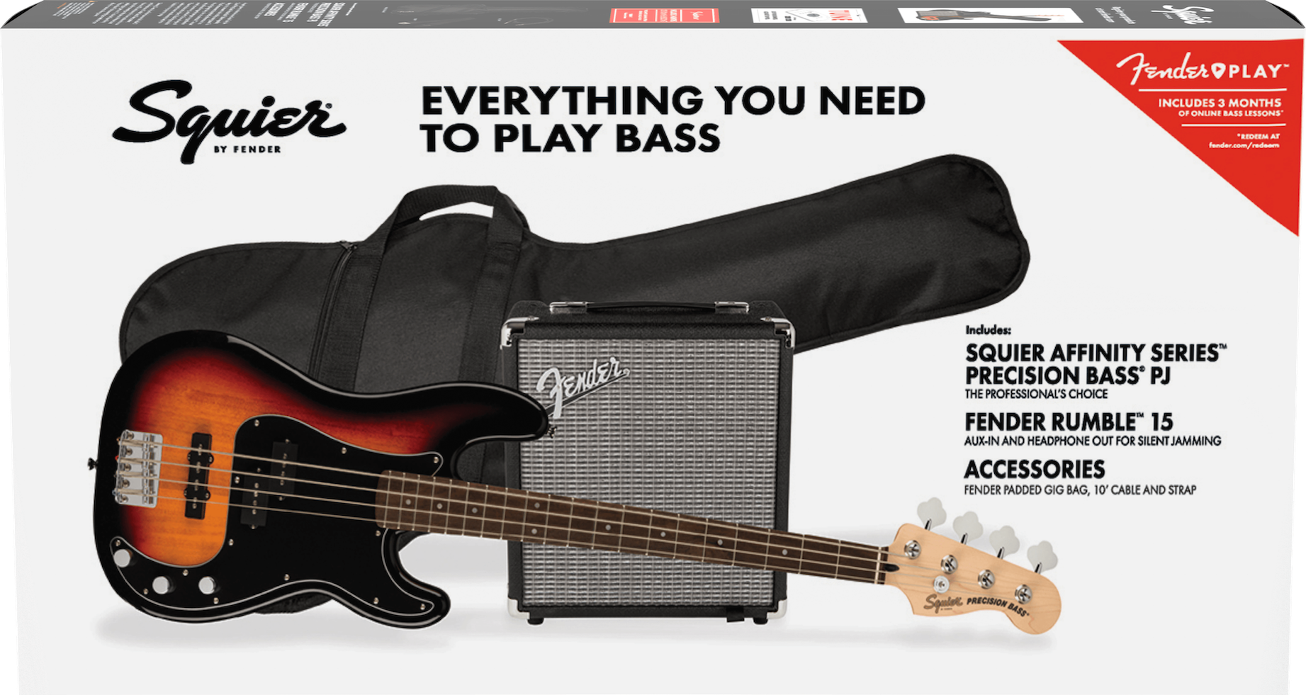 Squier Affinity Series Precision Bass PJ Pack LRL 3TS