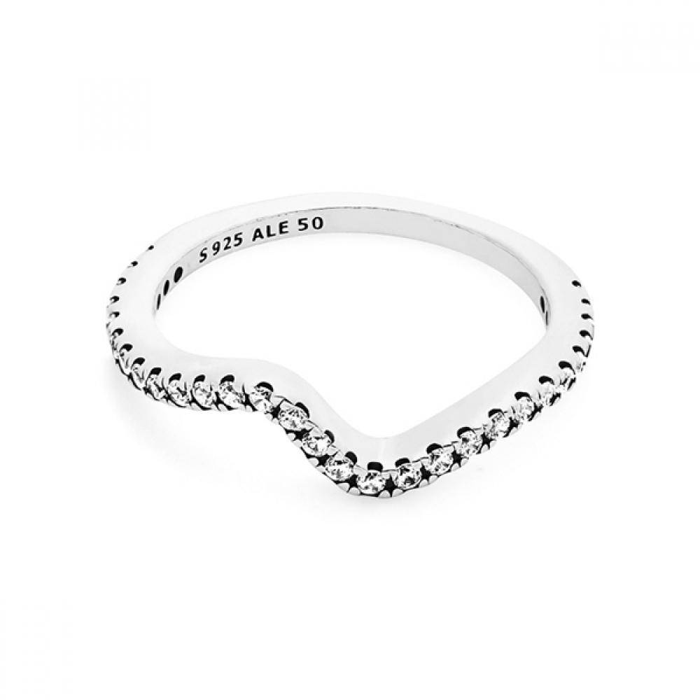 Pandora 192539c01 Timeless Sparkling Wave Silver Ring 192539C01-56