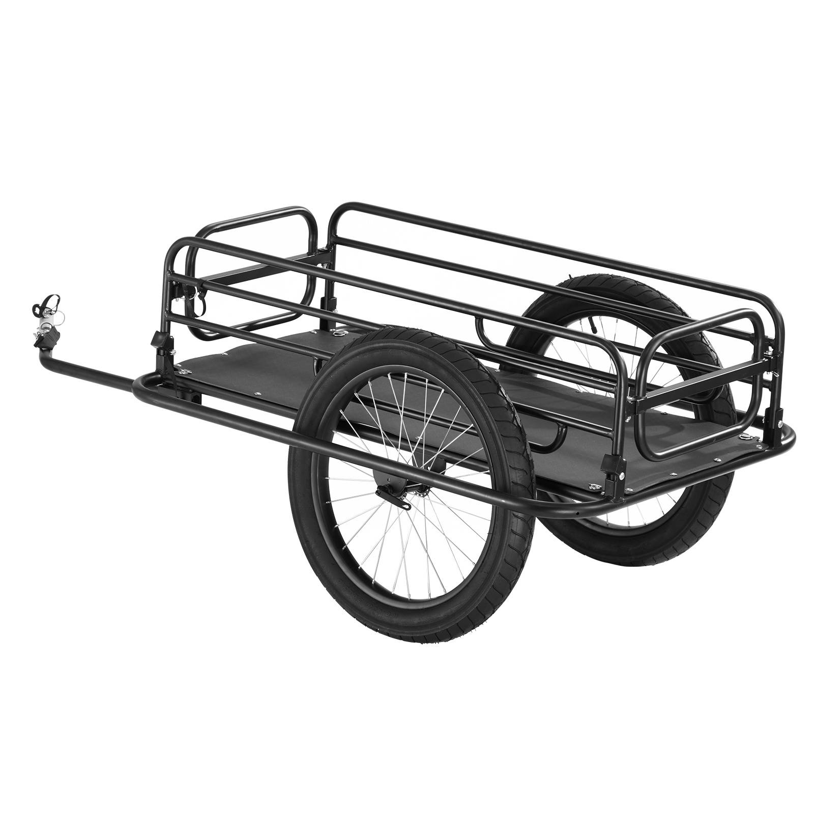 Vevor Bike Cargo Trailer, 275 Lbs Load Capacity, Heavy-duty Bicycle Wagon Cart, Foldable Compact Storage & Quick Release With Universal Hitch, 20" Wheels, Fits Most Bike Wheels, Carbon
