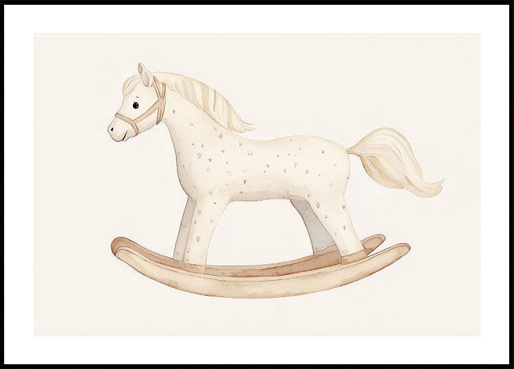 Rocking Horse, Vintage Toy, Minimalist Nursery Wall Art Poster (21x30cm) - Plakater > Barnväggskonst