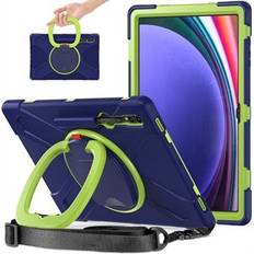 För Samsung Samsung Galaxy Tab S9 X910 / S8 Ultra X900 / X906 PC+Silikonplatta Vridbart Stödfodral med Axelrem