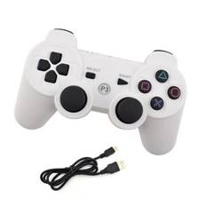 Manette Ps3 Dualshock sans avec Fil Double Vibration 6 Axes(Sixaxis) pour PS3 Manette (Blanc)