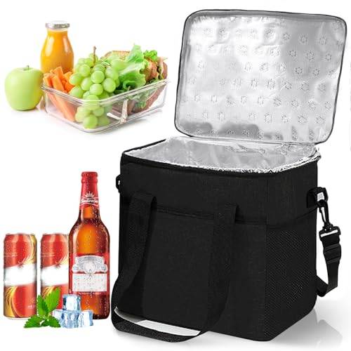 Poraceous Vikbar kylväska, 16 L, kylbox, bärbar isväska, vikbar, termisk väska, picknickväska, kylväska, isolerad väska, lunchväska, återanvändbar, för utomhusresor, grillning, camping